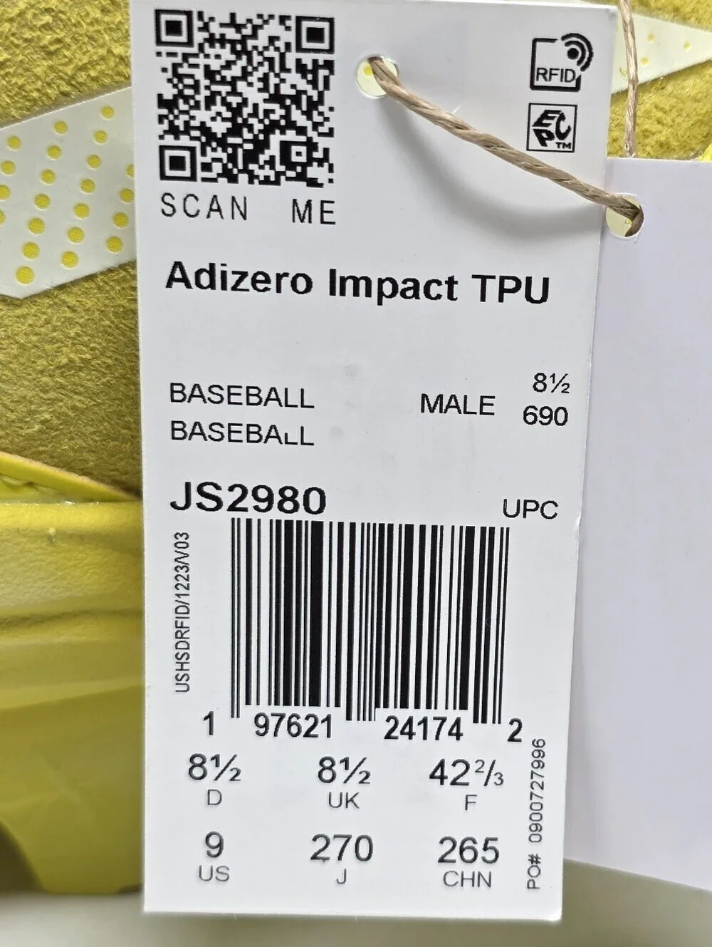 Adidas Adizero Impact TPU 2.0 BSB SOMOS Men's Size 9 Baseball Cleats JS2980 New